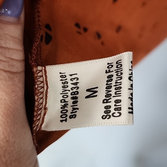 BLU pepper rust brown black faux wrap dress medium - Picture 7 of 8